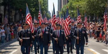 Veterans marching in Brooklyn Memorial Day parade during NYC weekend events 2026
