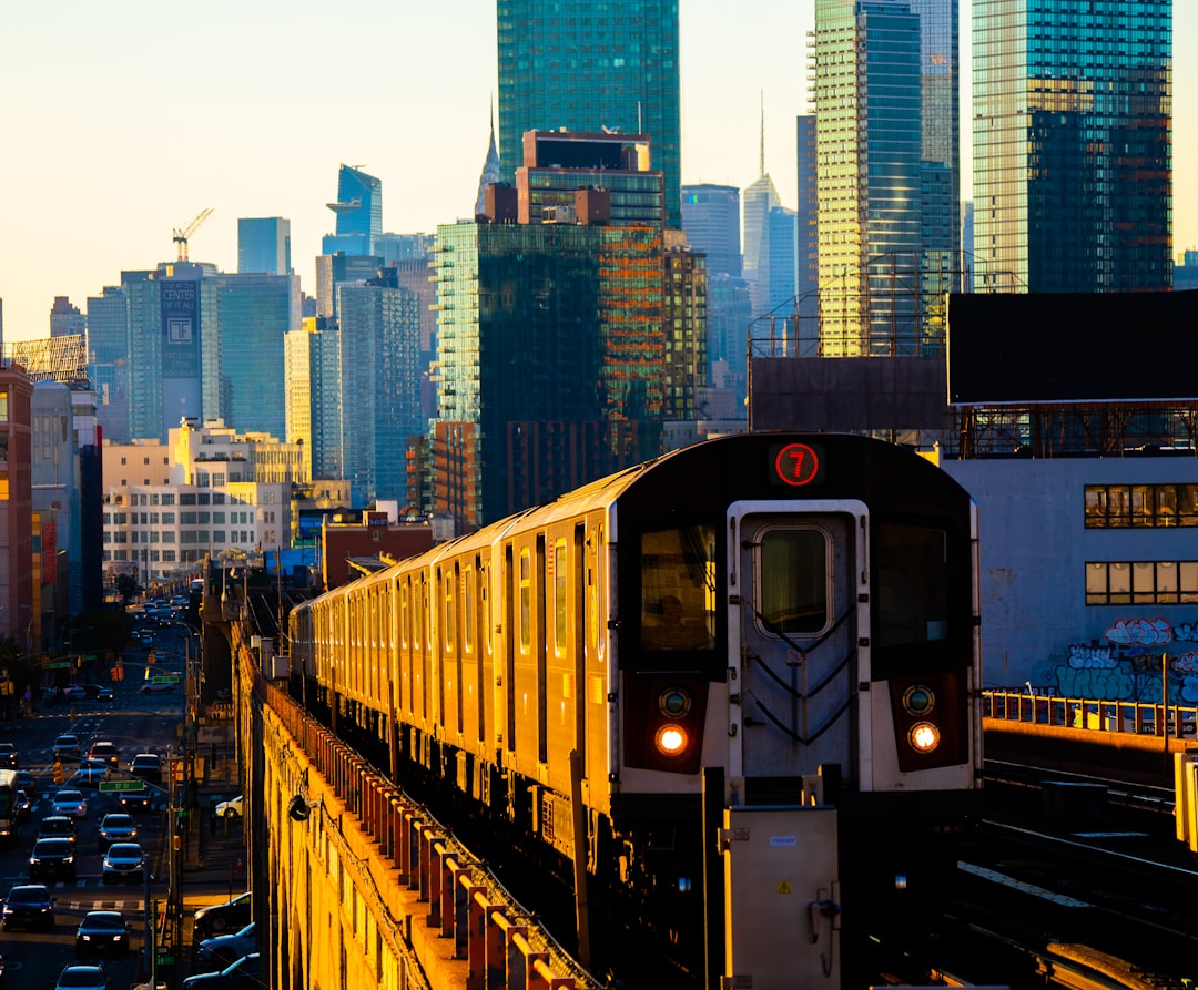 A commuter on the 7 subway train heading to Flushing Meadows for the US Open in Queens