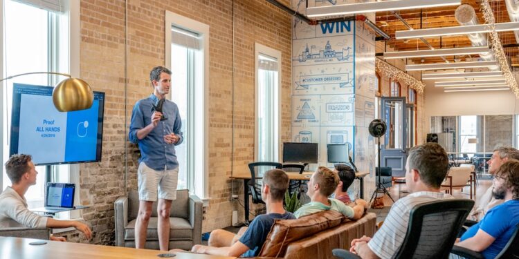 A startup founder presenting to accelerator investors, preparing to pitch your business in a New York City conference room