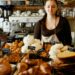 woman-choosing-pastry-bakery-counter-unsplash - NYCwebzine A woman carefully selecting a pastry at a gluten-free bakeries counter in New York City, surrounded by baked goods.